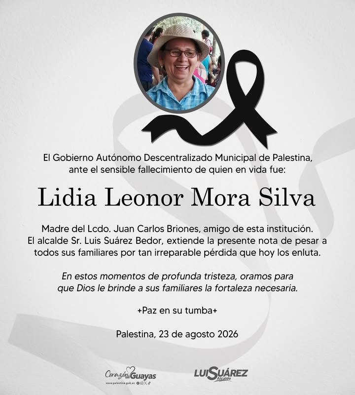 La Alcaldía de Palestina lamenta el fallecimiento de Lidia Leonor Mora Silva