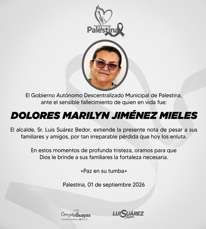La Alcaldía de Palestina emite nota de pesar por el fallecimiento de Marilyn Jiménez