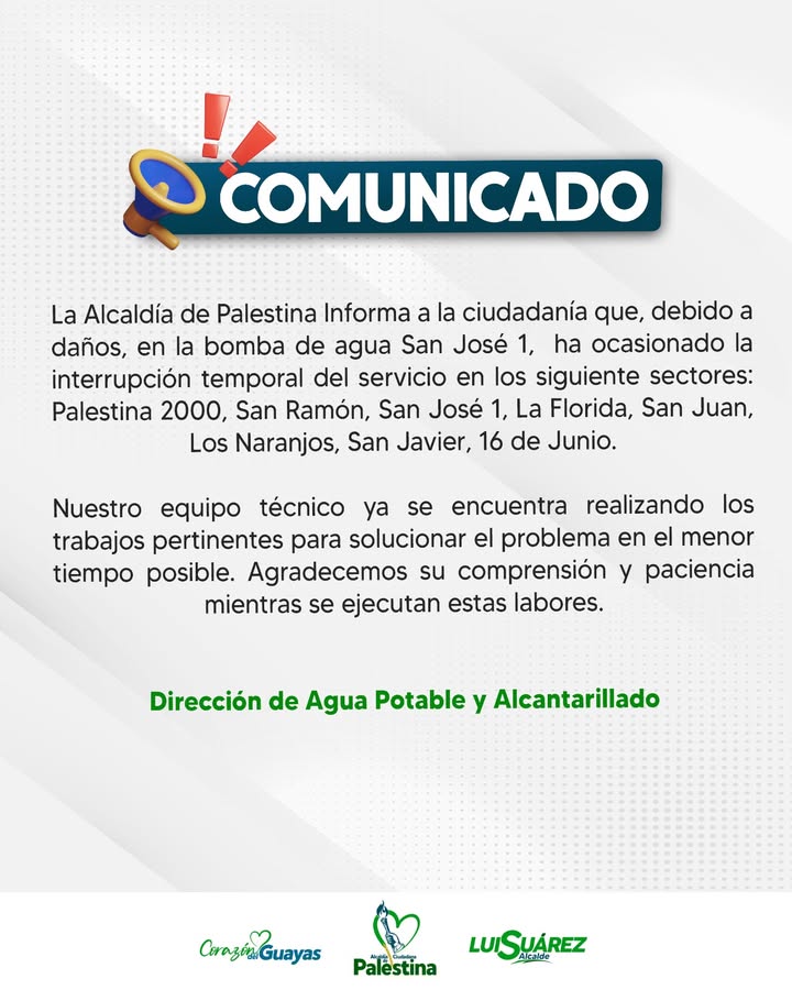 Alcaldía de Palestina publica comunicados oficiales este jueves